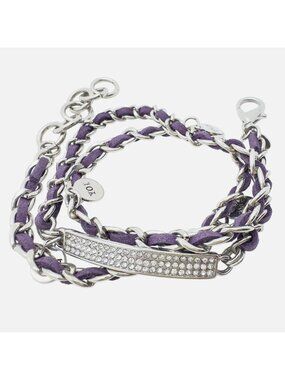 Premier Designs Wrap Bracelet Purple Suede Silver Crystals Faith Hope Love Joy